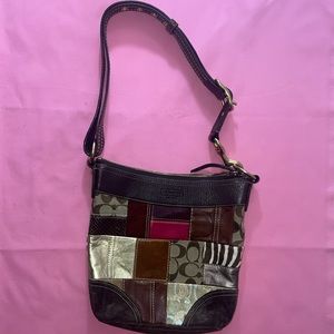 Coach patchwork mini hobo handbag vintage leather trim